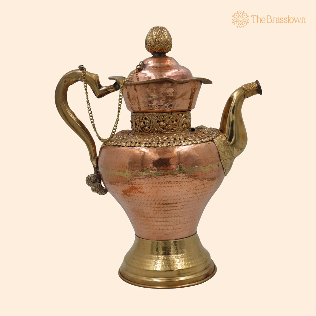 Brass Handmade Peetal Pital Kettle – Traditional Tambra Pittal Chai Pot for Home Décor, Puja &amp; Gifting 14 Inch 1