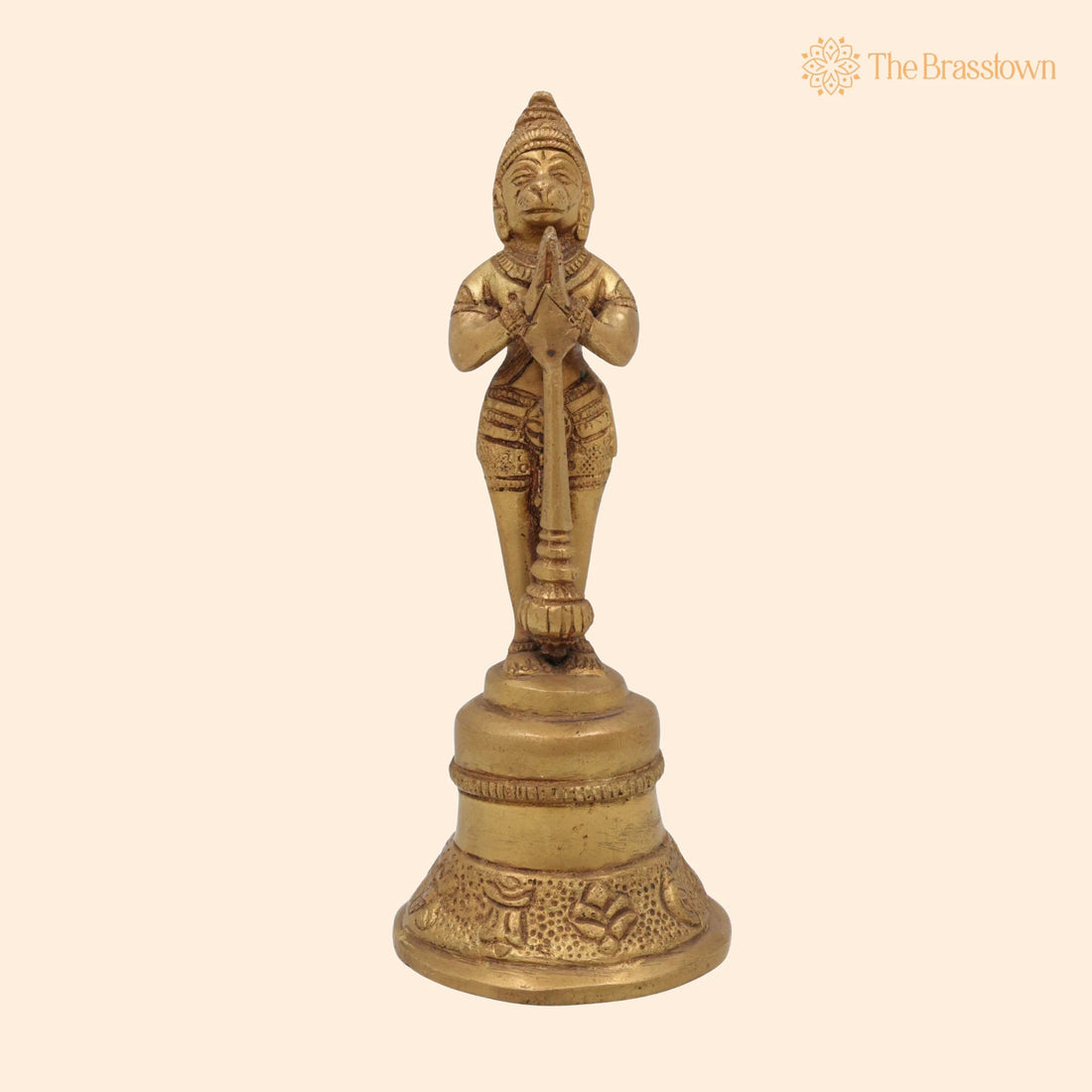 Brass Hanuman Bell – Handcrafted Ghanti, Anjenaya gante for Pooja, Aarti &amp; Home Décor 7 Inch 1