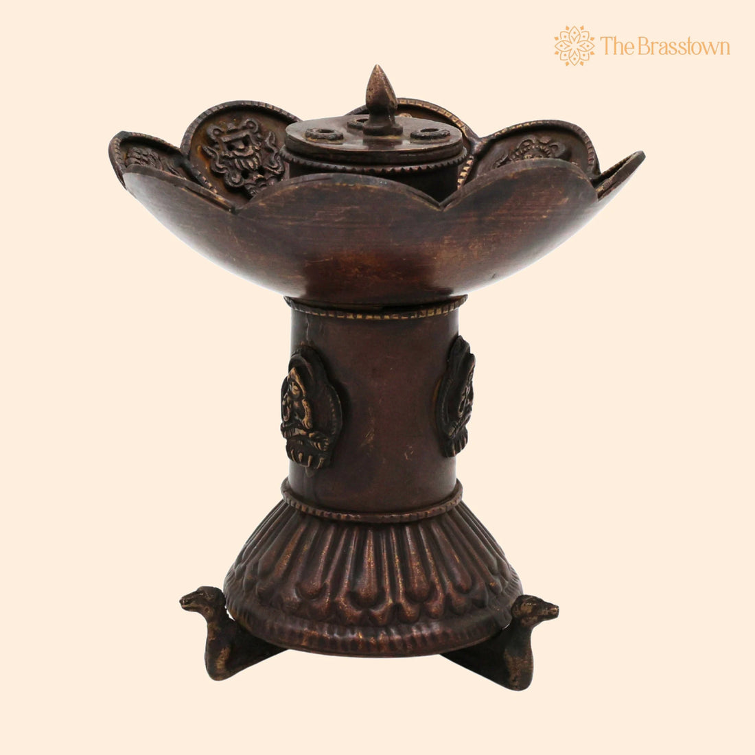 Brass Premium Doopadani – Peetal Dhoop Dani, Pittal Sambrani Holder, Handcrafted Puja Dhoop Burner for Home Temple &amp; Aarti 6 Inch 1