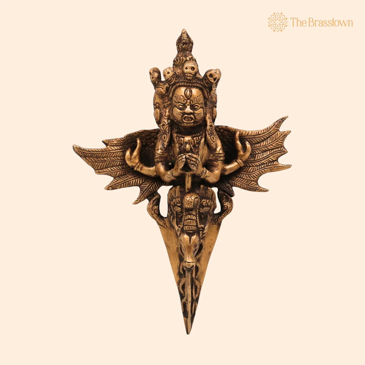 Brass Phurba Vajra Idol – Handcrafted Tibetan Dorje Kila Dagger, Vajrakilaya Buddhist Ritual Statue, Tantric Vajra Kila for Pooja &amp; Home Décor 10.5 Inch 1