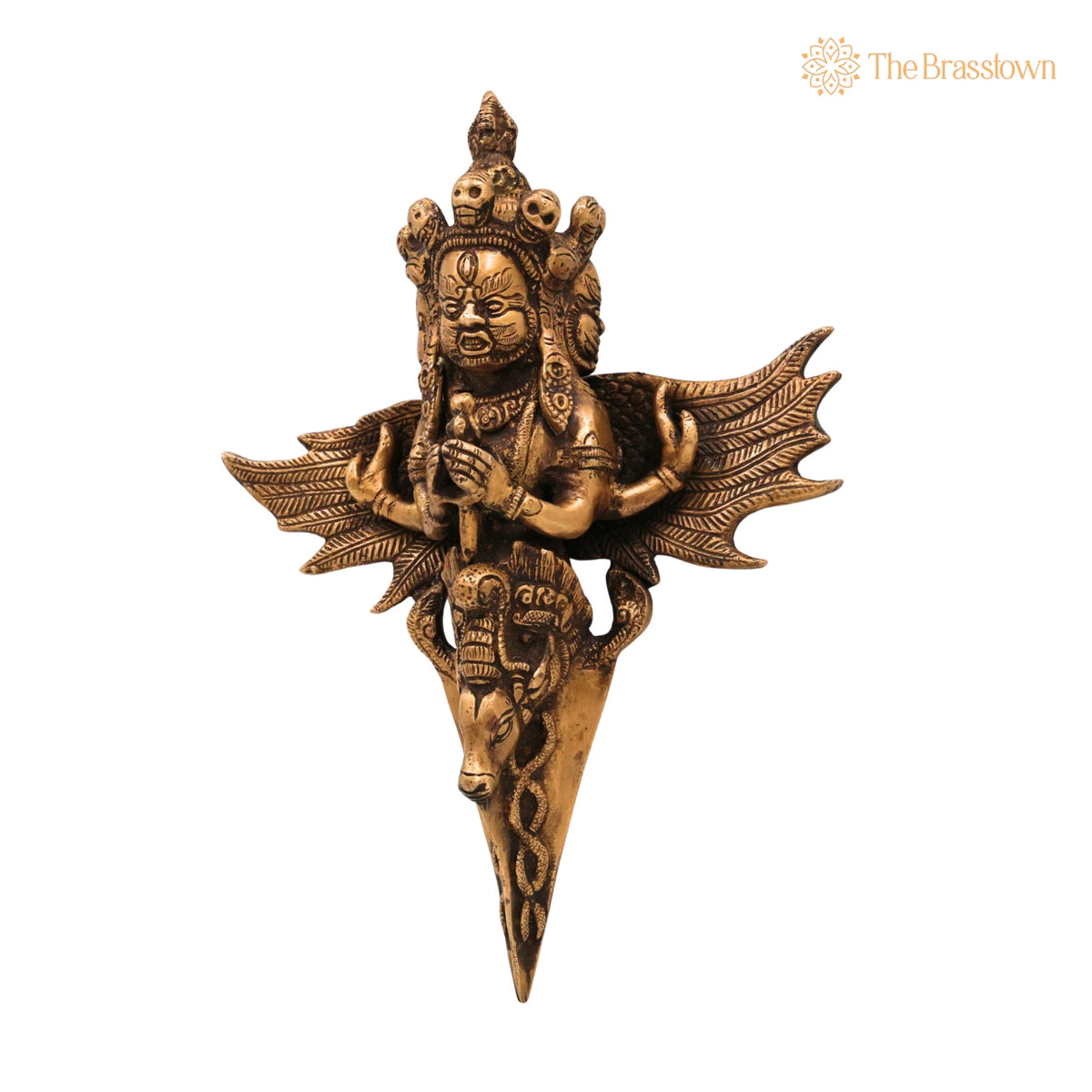 Brass Phurba Vajra Idol – Handcrafted Tibetan Dorje Kila Dagger, Vajrakilaya Buddhist Ritual Statue, Tantric Vajra Kila for Pooja &amp; Home Décor 10.5 Inch 3
