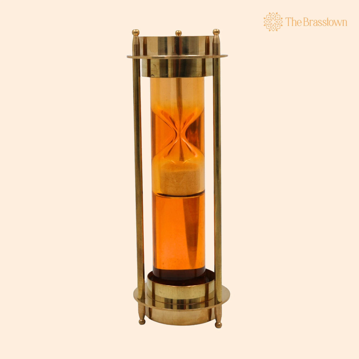 Brass Sand Timer With Compass – Peetal Hourglass, Pittal Decorative Handcrafted Sand Clock 7 Inch 1