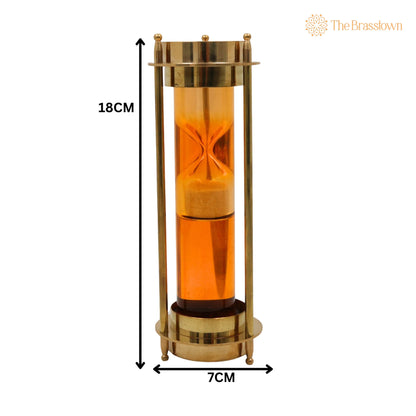 Brass Sand Timer With Compass – Peetal Hourglass, Pittal Decorative Handcrafted Sand Clock 7 Inch 3