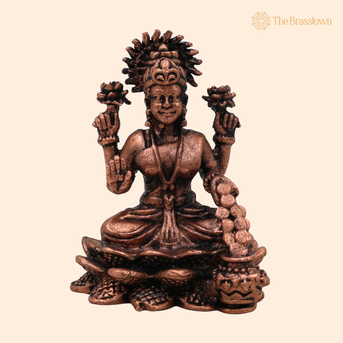 Copper Lakshmi Idol – Handcrafted Tamra Mahalakshmi Murti, Varalakshmi Statue for Pooja, Temple &amp; Home Décor 2 Inch 1