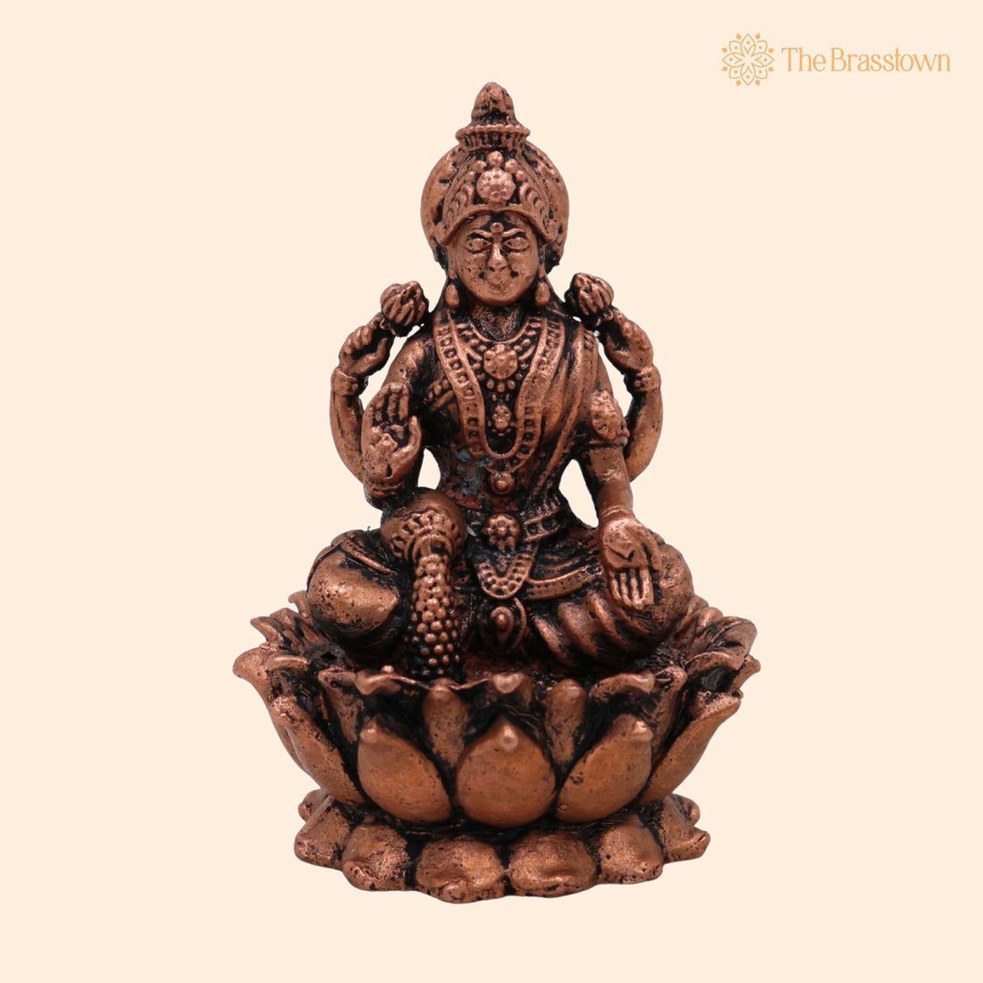 Copper Tamra Lakshmi Idol – Handcrafted Thamira lakshmi Murti, Shri Devi Mahalakshmi Vigraham for Pooja &amp; Home Décor 2.5 Inch 1
