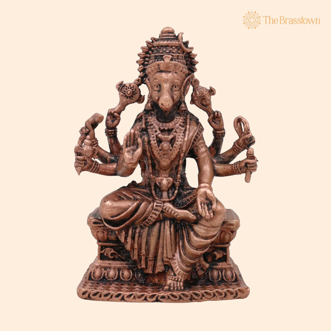Copper Varahi Amman Idol – Handcrafted Tamra Varahi Devi Murti for Pooja, Home Décor &amp; Spiritual Gifting 3 Inch 1