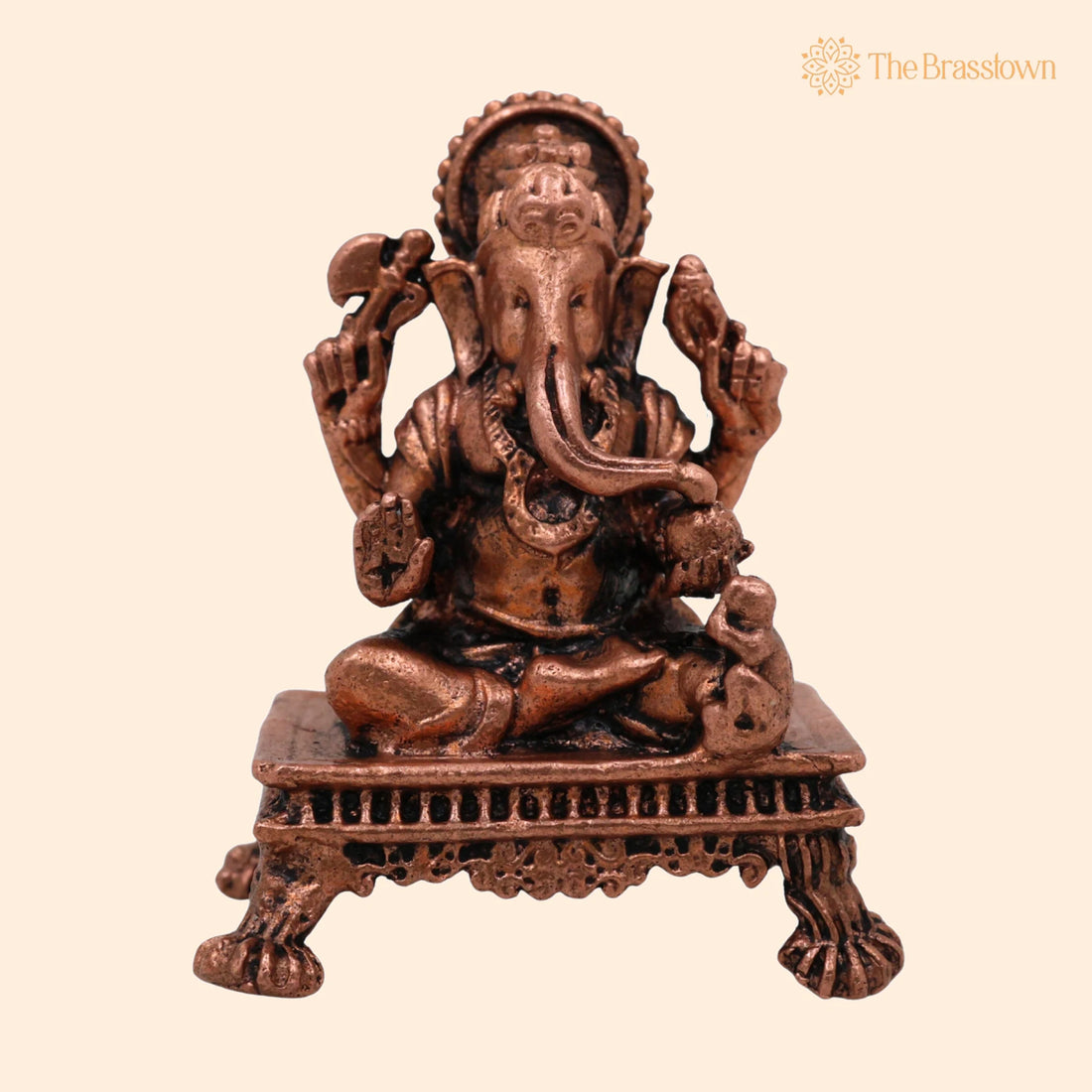 Copper Ganesha Idol – Handcrafted Tamra Ganapati Vinayaka Statue, Thamira Pillaiyar Ganesh Murti for Pooja 1.5 Inch 1