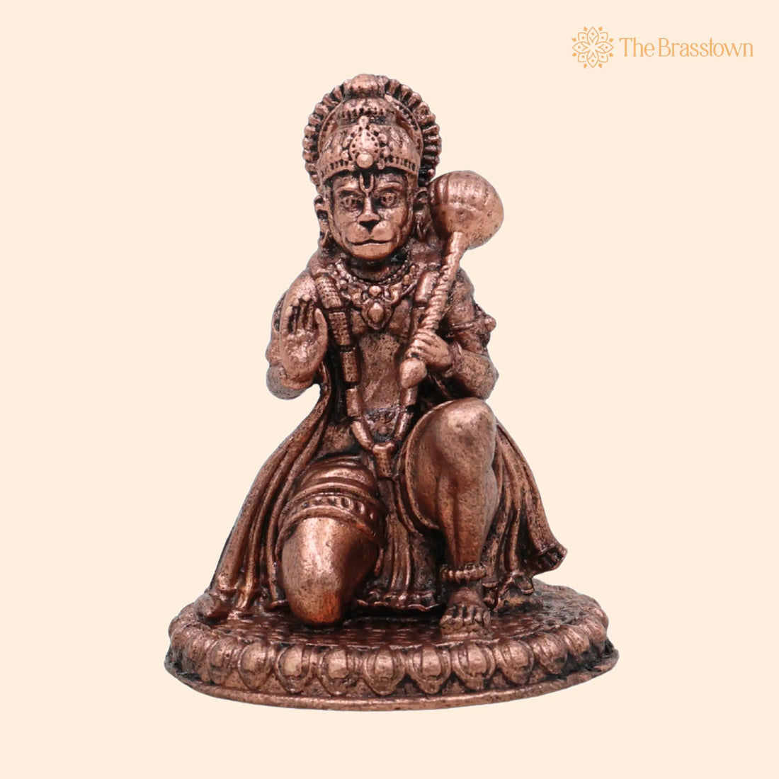 Copper Hanuman Idol – Handcrafted Tamra Anjaneya Bajrangbali Maruti Vigraham, Ramdoot Mahaveer Sankat Mochan Murti for Home Pooja &amp; Décor 2 Inch 1