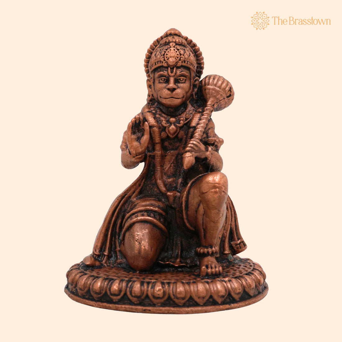 Copper Hanuman Idol – Tamra Anjaneya Murti, Handcrafted Bajrangbali Statue, Pavanputra Maruti Vigraham for Home Décor 3 Inch 1