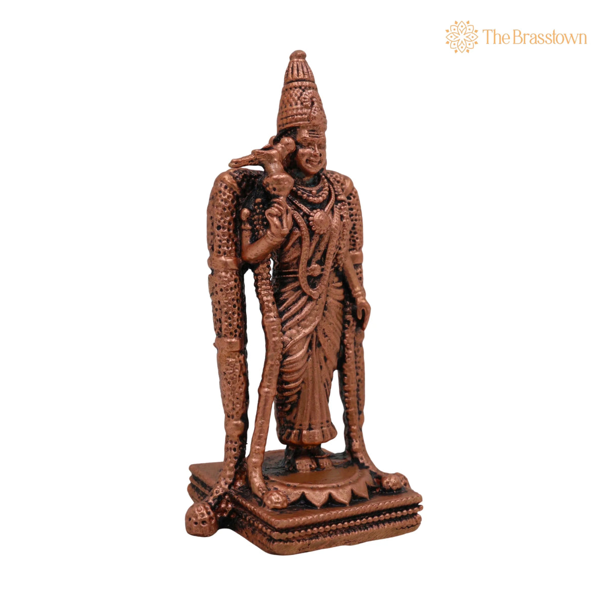 Copper Meenakshi Amman Idol – Handcrafted Meenakshi Parvati Statue for Puja, Temple &amp; Home Décor 3 Inch 2