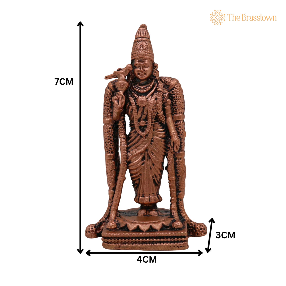 Copper Meenakshi Amman Idol – Handcrafted Meenakshi Parvati Statue for Puja, Temple &amp; Home Décor 3 Inch 5