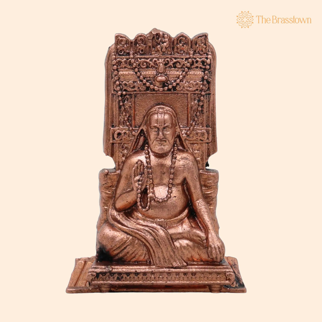 Copper Raghavendra Swamy Idol – Handcrafted Mantralaya Rayaru Vigraham, Guru Raghavendra Teertha Tamra Murti for Home Pooja &amp; Décor 3 Inch 1