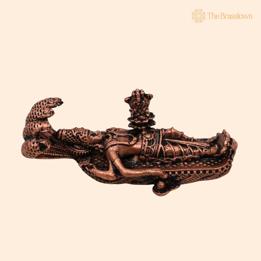 Copper Padmanabhaswamy Idol – Tamra Vishnu Murti, Anantha Narayana Murti, Lakshmi Narayana Statue, Handcrafted Temple Décor Gift 1 Inch 1