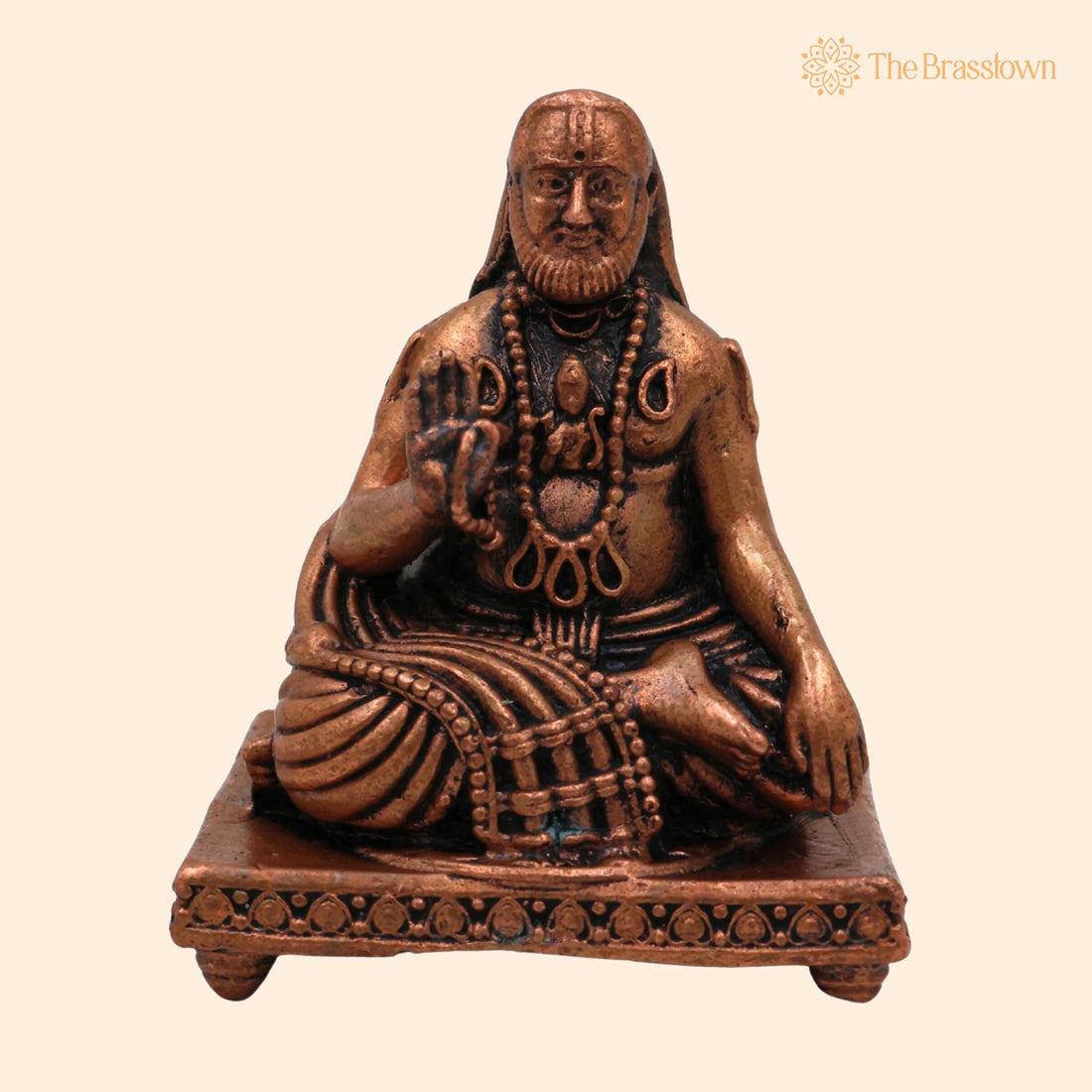 Copper Raghavendra Swamy Idol – Handcrafted Tamra Rayaru Murti, Mantralaya Guru Raghavendra Swami Vigraham for Puja, Home Mandir &amp; Décor 1.5 Inch 1