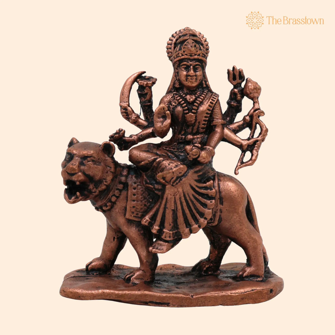 Copper Durga Idol – Tamra Durga Murti, Handcrafted Shakti Devi Statue for Puja, Home Mandir &amp; Décor 2.5 Inch 1
