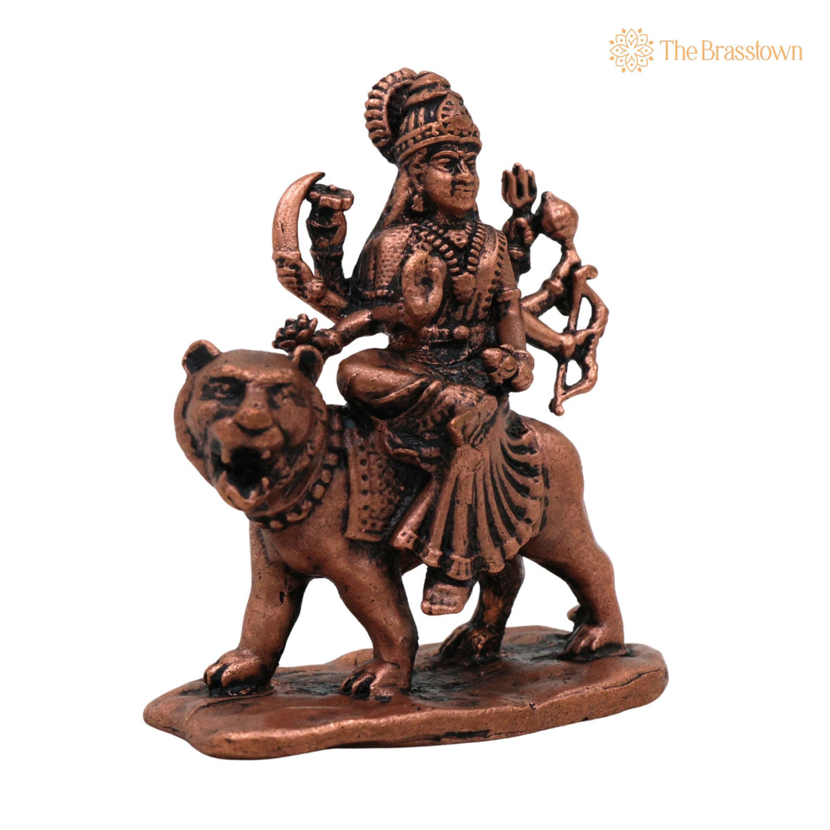 Copper Durga Idol – Tamra Durga Murti, Handcrafted Shakti Devi Statue for Puja, Home Mandir &amp; Décor 2.5 Inch 2