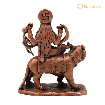 Copper Durga Idol – Tamra Durga Murti, Handcrafted Shakti Devi Statue for Puja, Home Mandir &amp; Décor 2.5 Inch 4