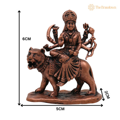 Copper Durga Idol – Tamra Durga Murti, Handcrafted Shakti Devi Statue for Puja, Home Mandir &amp; Décor 2.5 Inch 5