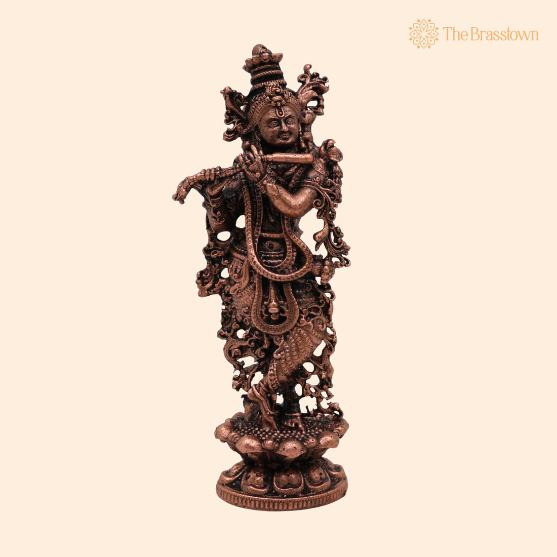 Copper Krishna Idol – Handcrafted Tamra Gopala Murti, Govinda Statue for Pooja, Home Décor &amp; Spiritual Gifts 3.5 Inch 1