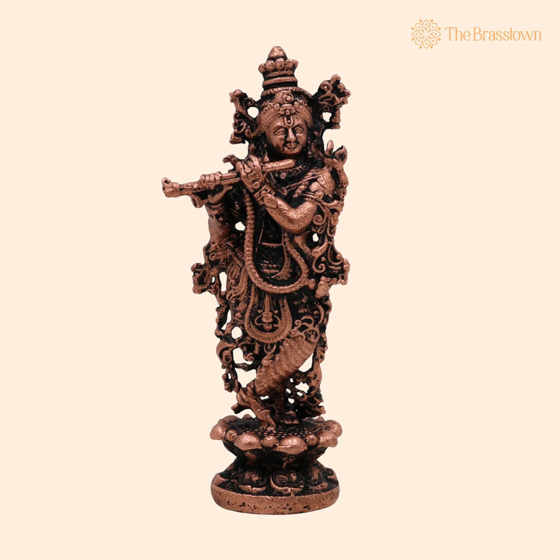 Copper Krishna Idol – Handcrafted Pure Tamra krishna, Madhusudan Murti, Thamira Gopala Vigraham for Pooja 3 Inch 1