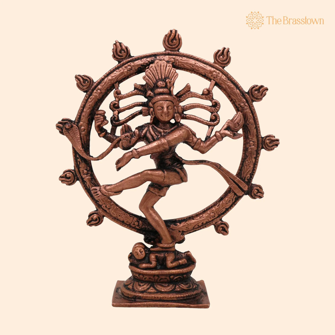 Copper Nataraja Idol – Handcrafted Tamra Thillai Natarajar Murti, Dancing Lord Nateshwar Moorti for Pooja &amp; Home Décor 3 Inch 1