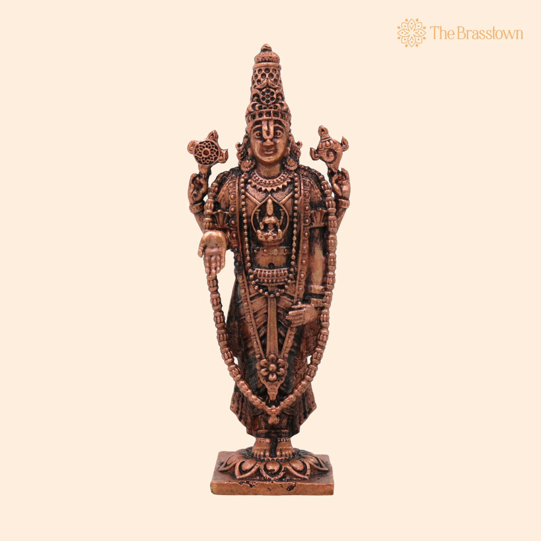 Copper Venkateshwara Balaji Idol – Handcrafted Srinivasa Perumal Statue, Thirumal Venkatachalapathy Pooja Idol for Home Décor &amp; Gifts 2.5 Inch 1