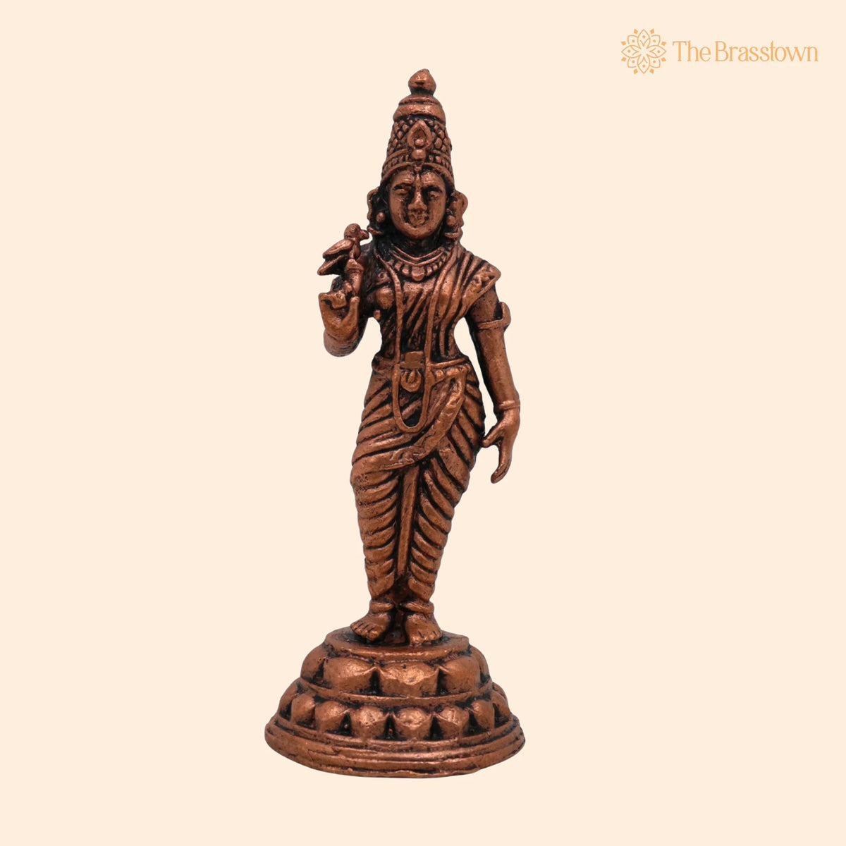 Copper Meenakshi Amman Idol – Handcrafted Meenakshi Parvati Statue for Puja, Temple &amp; Home Décor 3 Inch 1