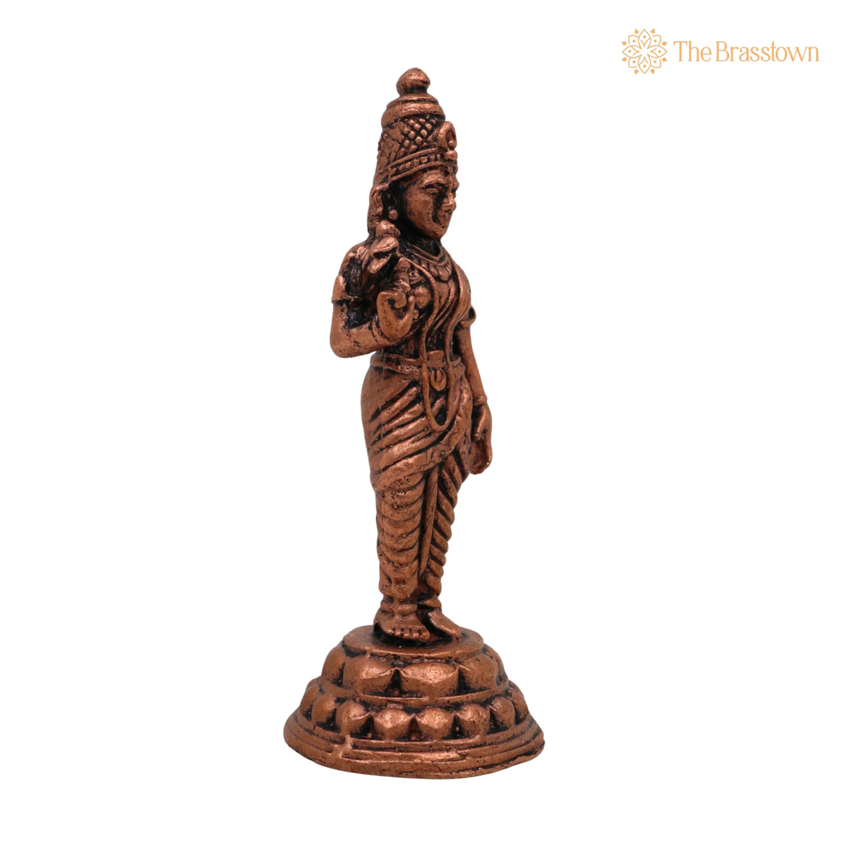 Copper Meenakshi Amman Idol – Handcrafted Meenakshi Parvati Statue for Puja, Temple &amp; Home Décor 3 Inch 2