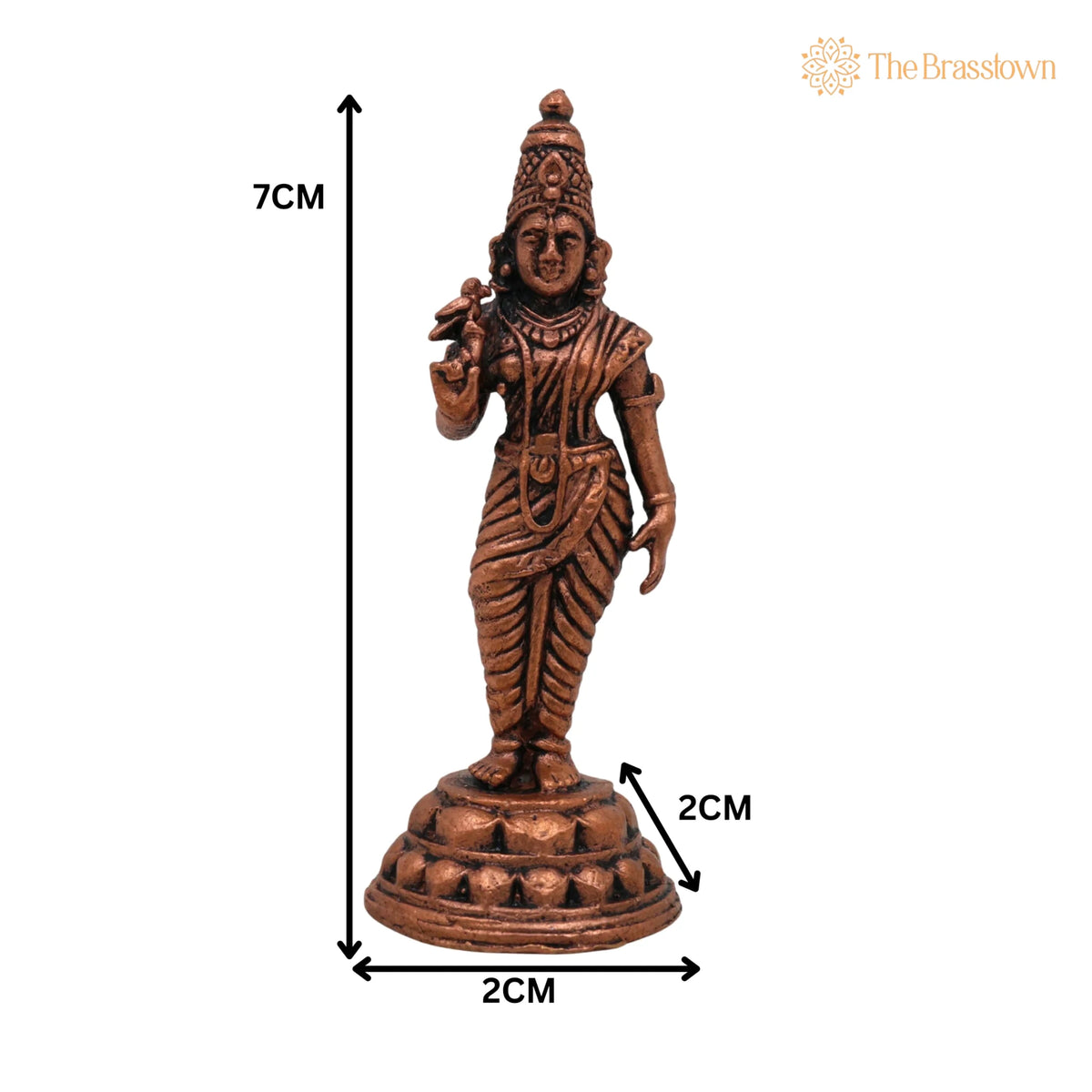 Copper Meenakshi Amman Idol – Handcrafted Meenakshi Parvati Statue for Puja, Temple &amp; Home Décor 3 Inch 5