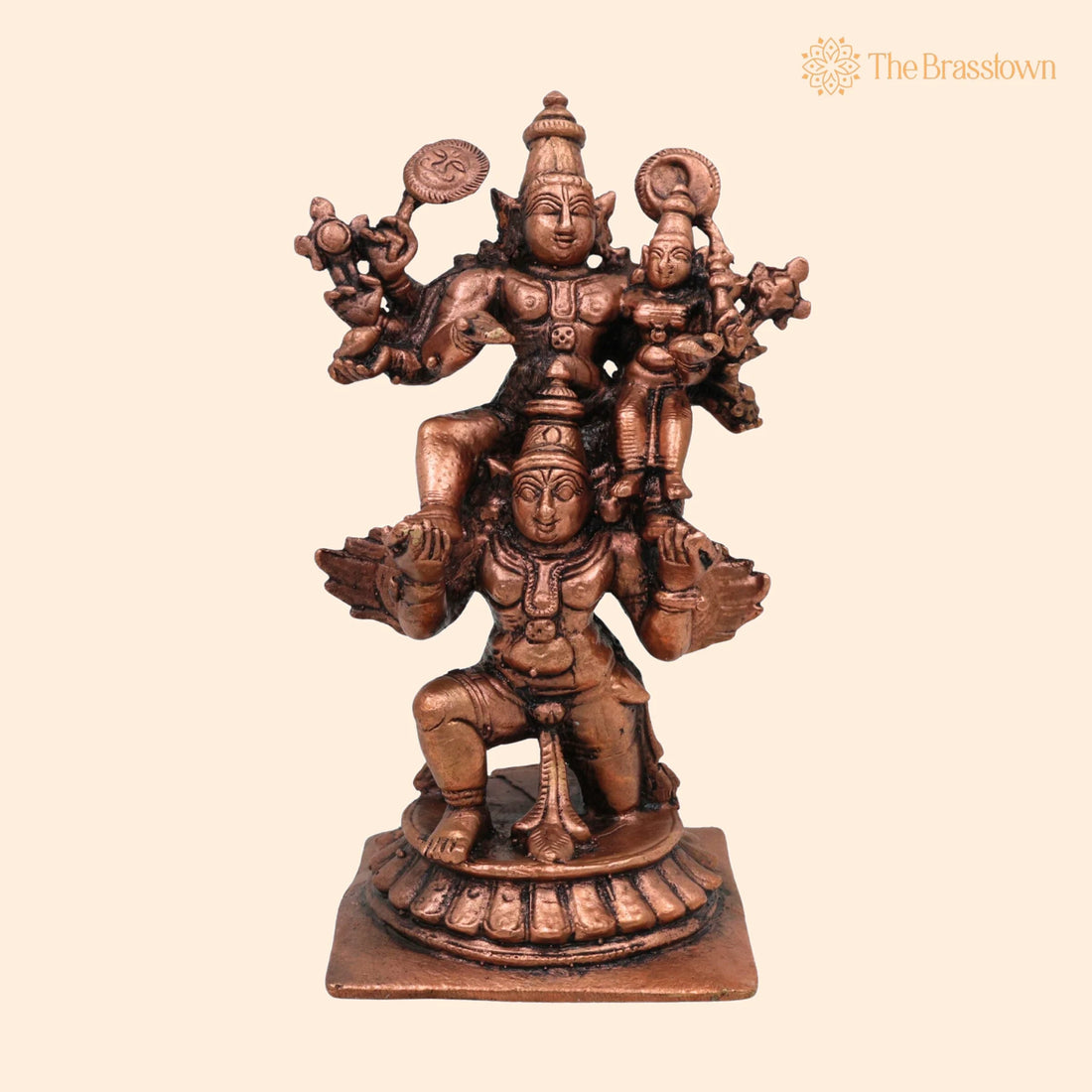 Copper Vishnu Lakshmi Garuda Murti – Handcrafted Lakshmi Narayana on Garuda Idol, Garuda Vahana Vishnu Lakshmi Statue 4.5 Inch 1