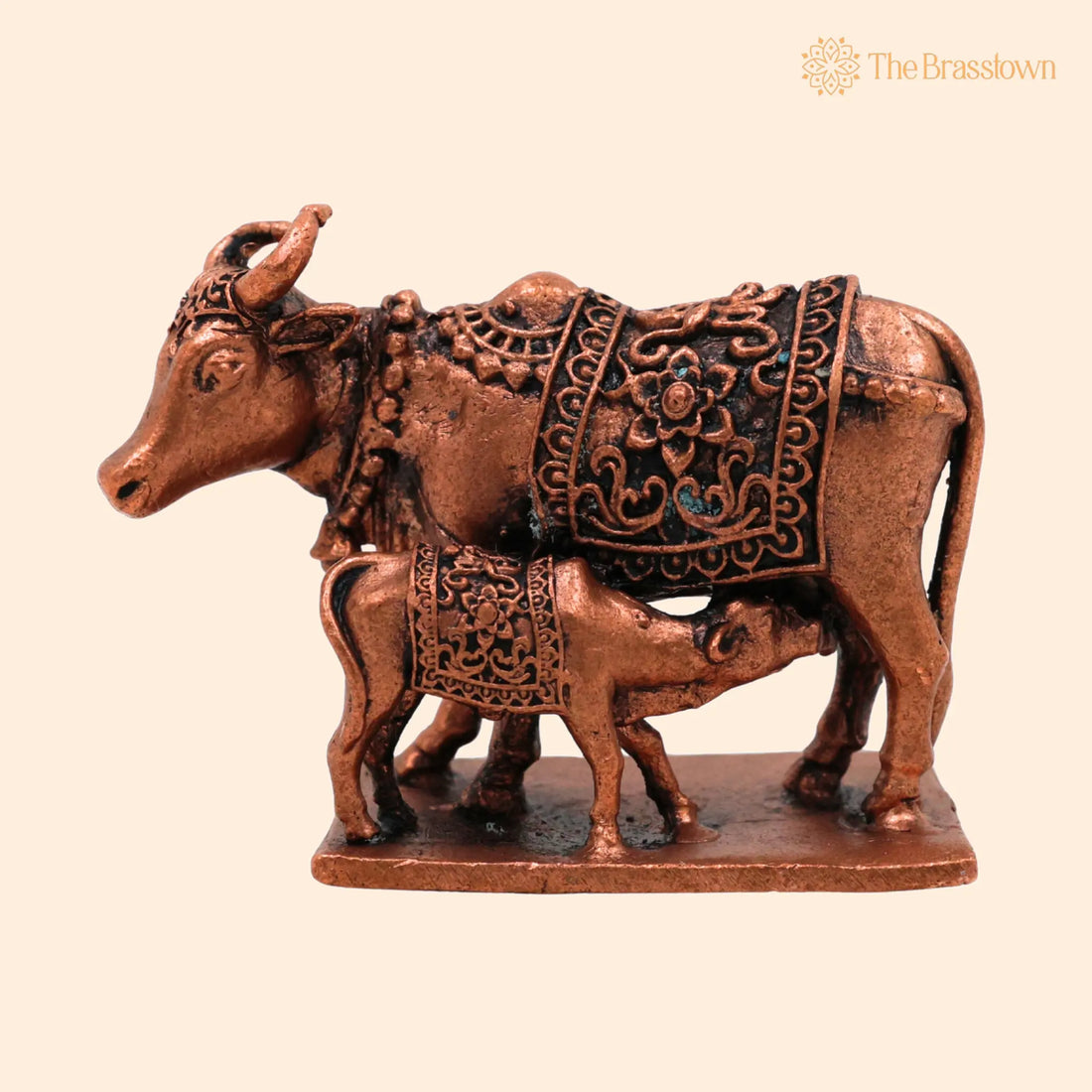 Copper Kamadhenu Idol Tamra Gomata Surabhi Cow Goddess Murti – Handcrafted Traditional Murti for Puja, Home Mandir &amp; Décor 2 Inch 1