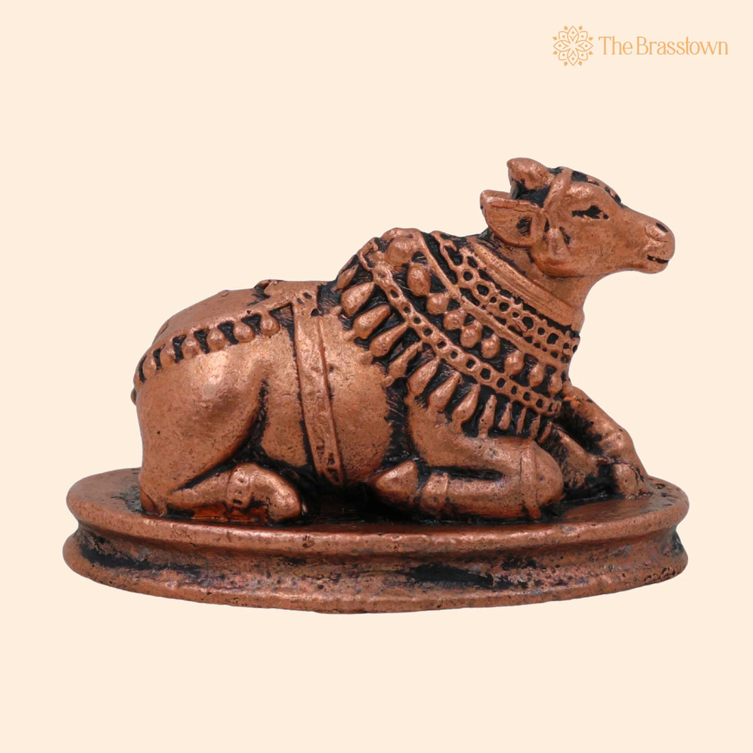 Pure Copper Nandi Idol – Handcrafted Nandikeshwara Murti, Sacred Vrishabha Nandideva Statue for Puja, Temple &amp; Home Décor 1 Inch 1