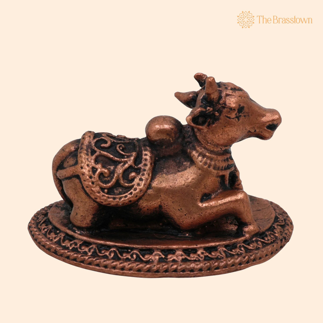 Copper Nandhi Murti – Handcrafted Temple Nandhi Figurine, Divine Basava 1 Inch 1