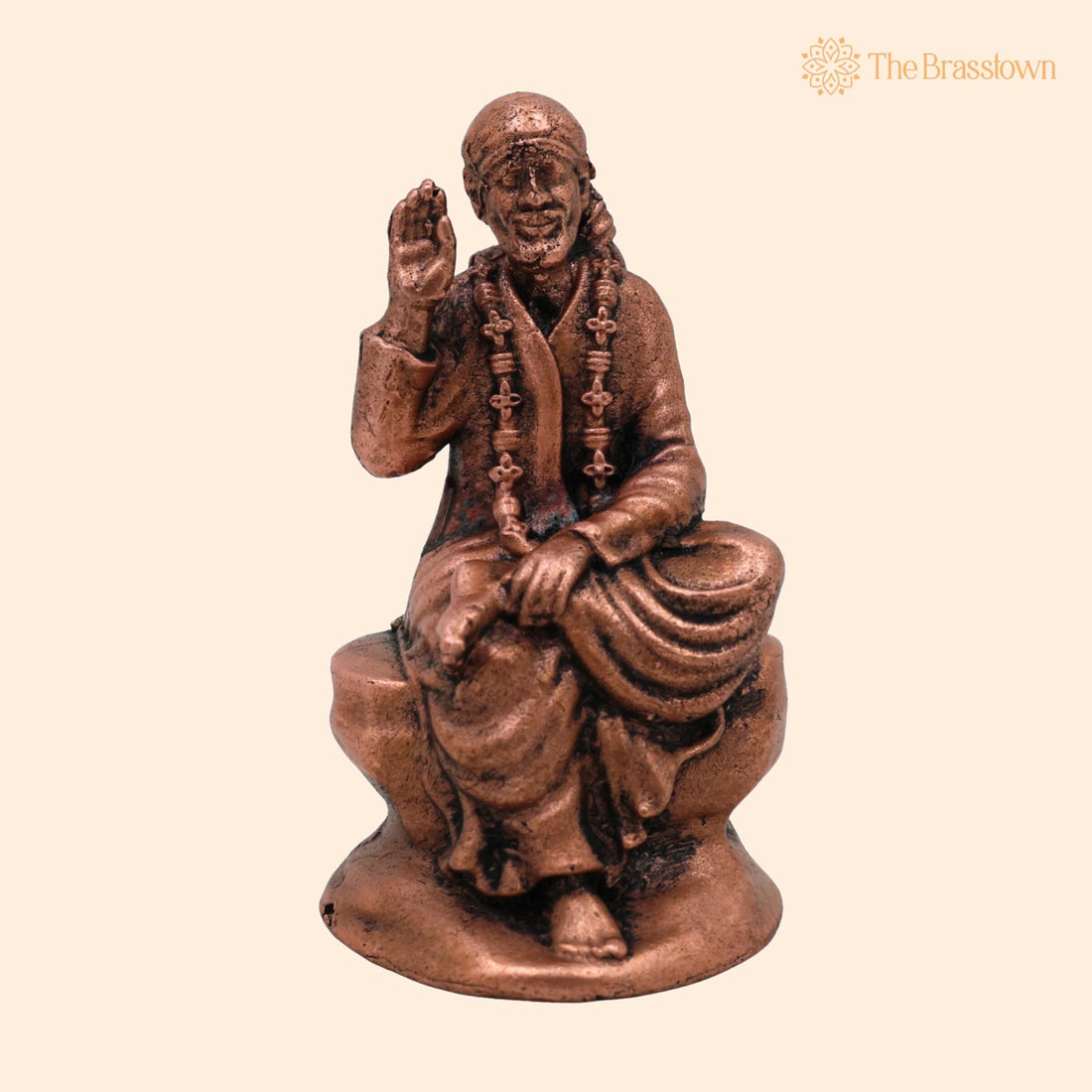 Pure Copper Sai Baba Idol – Handcrafted Tamra Shirdi Sai Nath Murti, Sadguru Sai Maharaj Vigraham for Pooja 2 Inch 1
