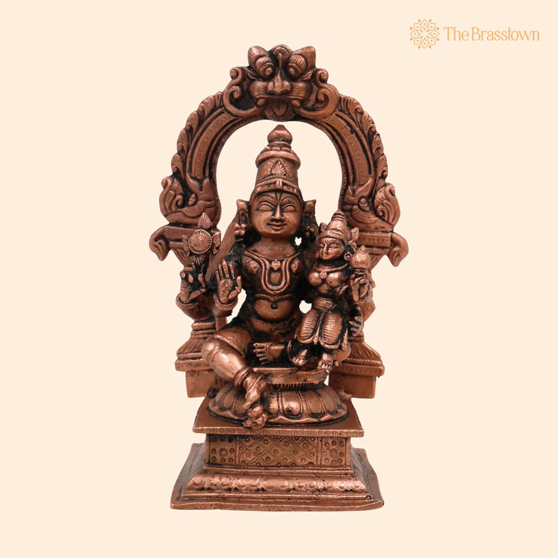 Copper Vishnu Lakshmi Idol – Tamra Lakshmi Narayana Murti, Handcrafted Pooja Home Décor 4.5 Inch 1