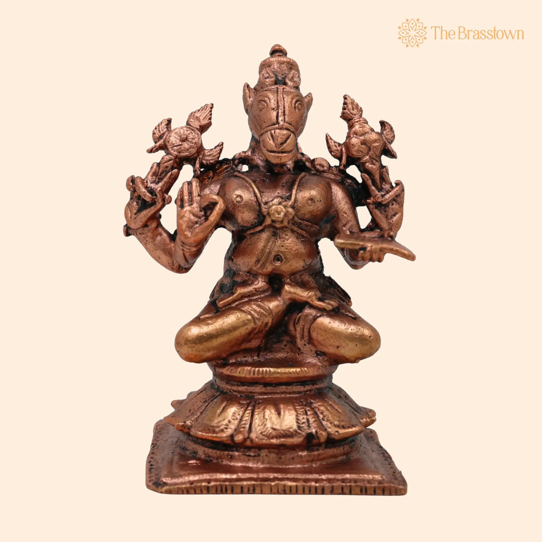 Copper Hayagriva Idol – Handcrafted Tamra Hayagreeva Murti, Sri Hayagriva Perumal, Hayagriva Swamy for Puja, Home Mandir &amp; Décor 3 Inch 1