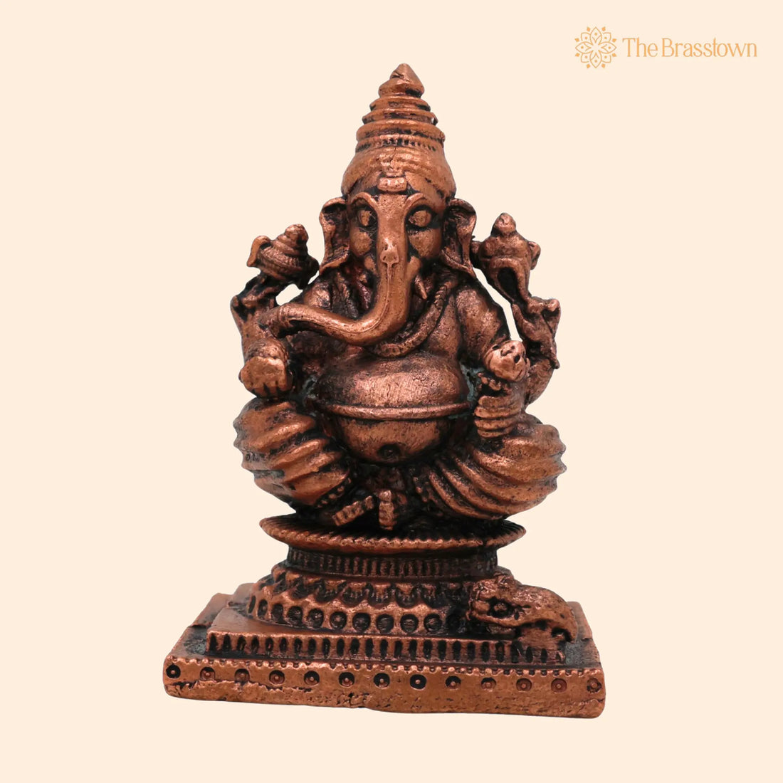 Copper Ganesh Idol – Tamra Ganapati Murti, Siddhivinayak, Vinayaka Home Décor Figurine, Handcrafted Moorti for Pooja &amp; Gifts 2.5 Inch 1