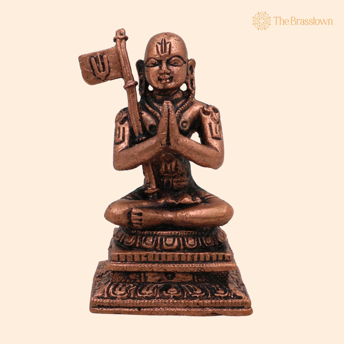 Copper Madhvacharya Idol – Handcrafted Shri Madhva Murti, Anandatirtha Dvaita Vedanta Figurine for Puja, Home Mandir &amp; Décor 2 Inch 1