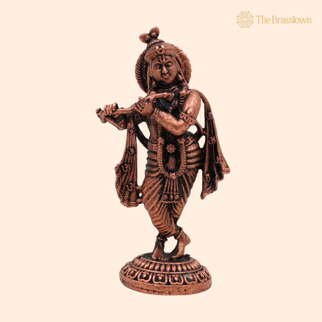 Copper Krishna Idol – Handcrafted Shree Krishna Moorti, Bal Gopal Figurine for Pooja &amp; Home Décor 2.5 Inch 1