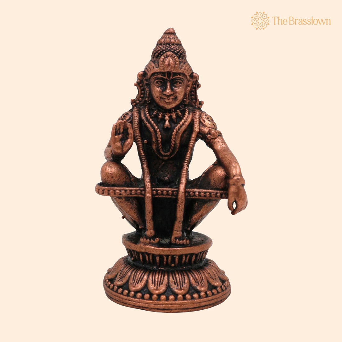 Pure Copper Ayyappa Idol – Tamra Ayyappan Murti, Handcrafted Dharma Sastha Manikanta Statue, Swami Ayyappa Vigraham 2 Inch 1