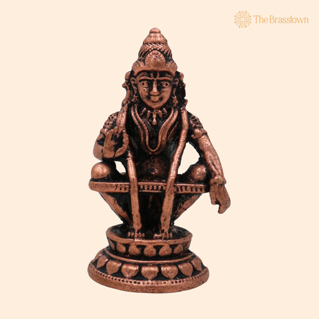 Copper Ayyappa Idol – Handcrafted Tamra Ayyappan Murti, Sabarimala Swamy Statue, Manikandan Figurine for Pooja &amp; Home Décor 1.5 Inch 1