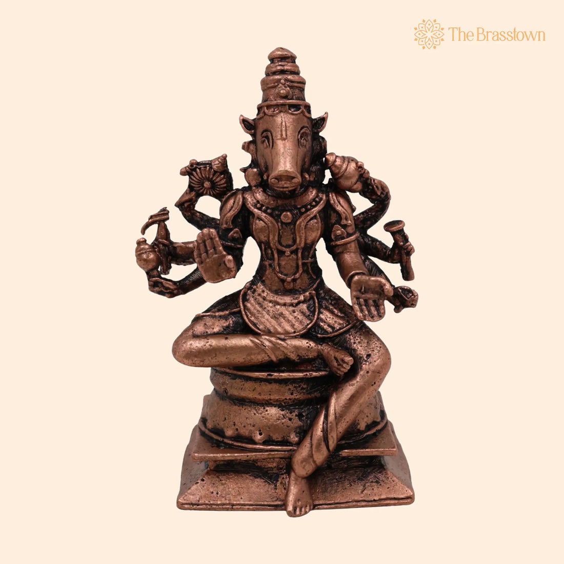 Copper Varahi Amman Idol – Handcrafted Tamra Varahi Devi Murti, Varahi Mata Statue for Pooja, Home Décor &amp; Gifts 3 Inch 1
