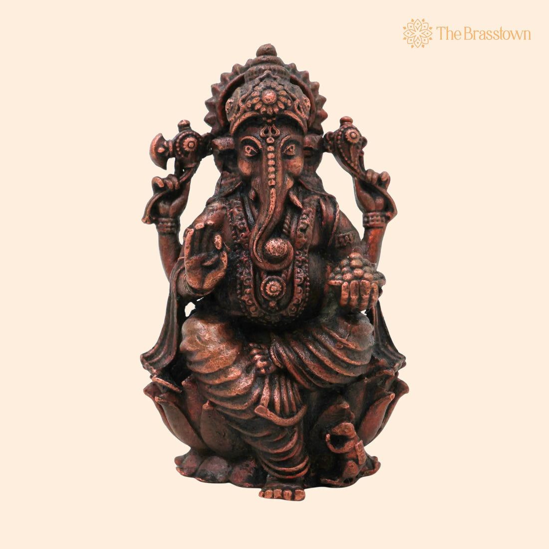 Copper Ganesha Idol – Handcrafted Tamra Vinayaka Moorti, Siddhivinayaka Vighnaharta Ganapati Murthi for Pooja 3 Inch 1