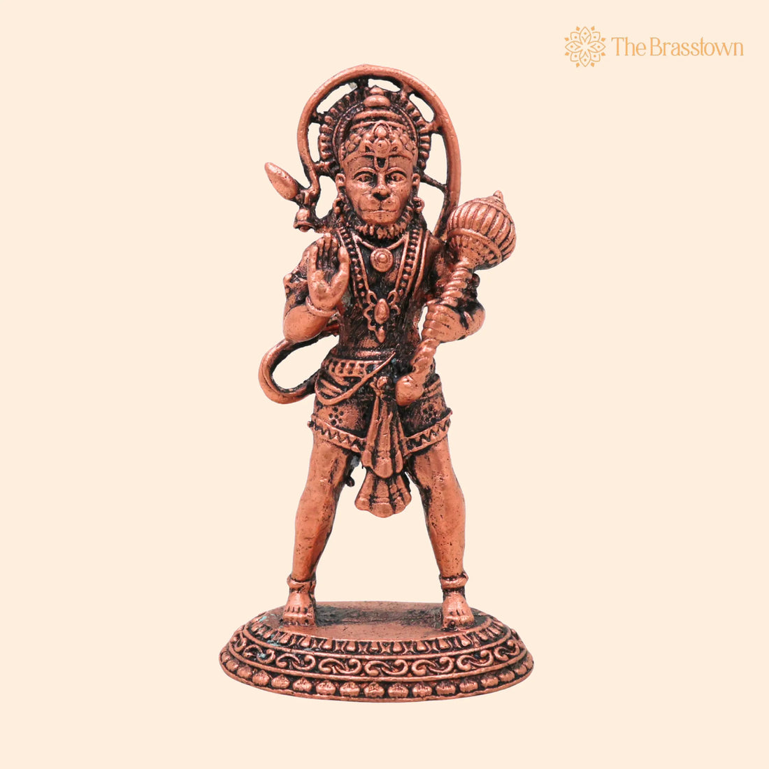 Copper Hanuman Idol – Handcrafted Tamra Anjaneya Murti, Bajrangbali Maruti Ramdoot Vigraham for Pooja 3 Inch 1