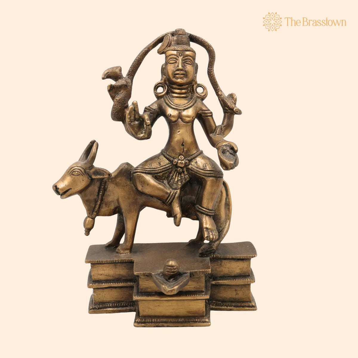 Brass Shiva Idol – Handcrafted Mahadev Murti, Bholenath Shankara Statue, Peetal Pital Rudra Murti for Home Temple Décor 7.5 Inch 1