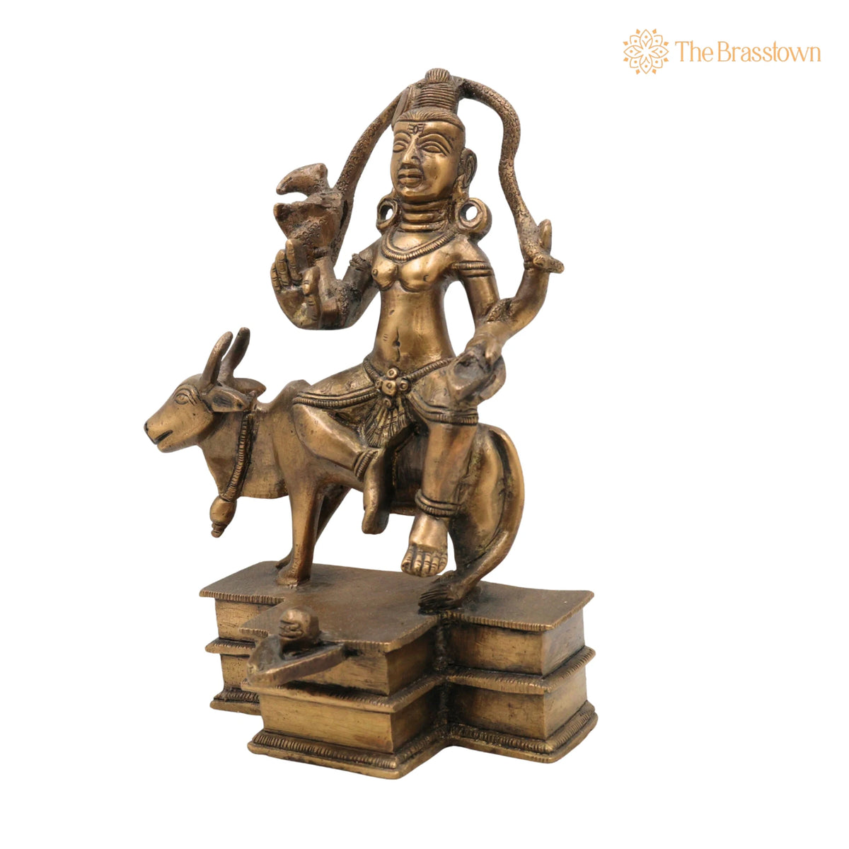 Brass Shiva Idol – Handcrafted Mahadev Murti, Bholenath Shankara Statue, Peetal Pital Rudra Murti for Home Temple Décor 7.5 Inch 3