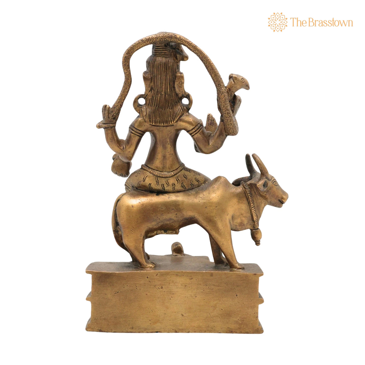 Brass Shiva Idol – Handcrafted Mahadev Murti, Bholenath Shankara Statue, Peetal Pital Rudra Murti for Home Temple Décor 7.5 Inch 4