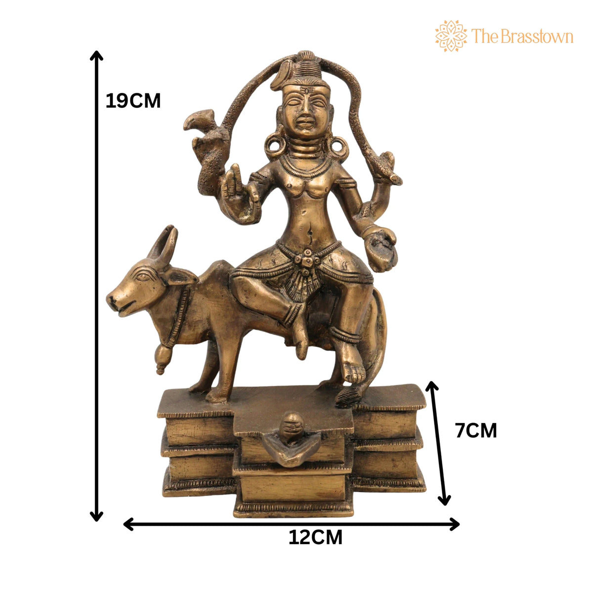 Brass Shiva Idol – Handcrafted Mahadev Murti, Bholenath Shankara Statue, Peetal Pital Rudra Murti for Home Temple Décor 7.5 Inch 5