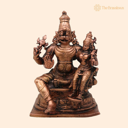 Pure Copper Lakshmi Narasimha Idol – Tamra Narasimha Lakshmi Murti, Handcrafted Mahalakshmi Narasimha Swamy Statue for Pooja 4 Inch 1