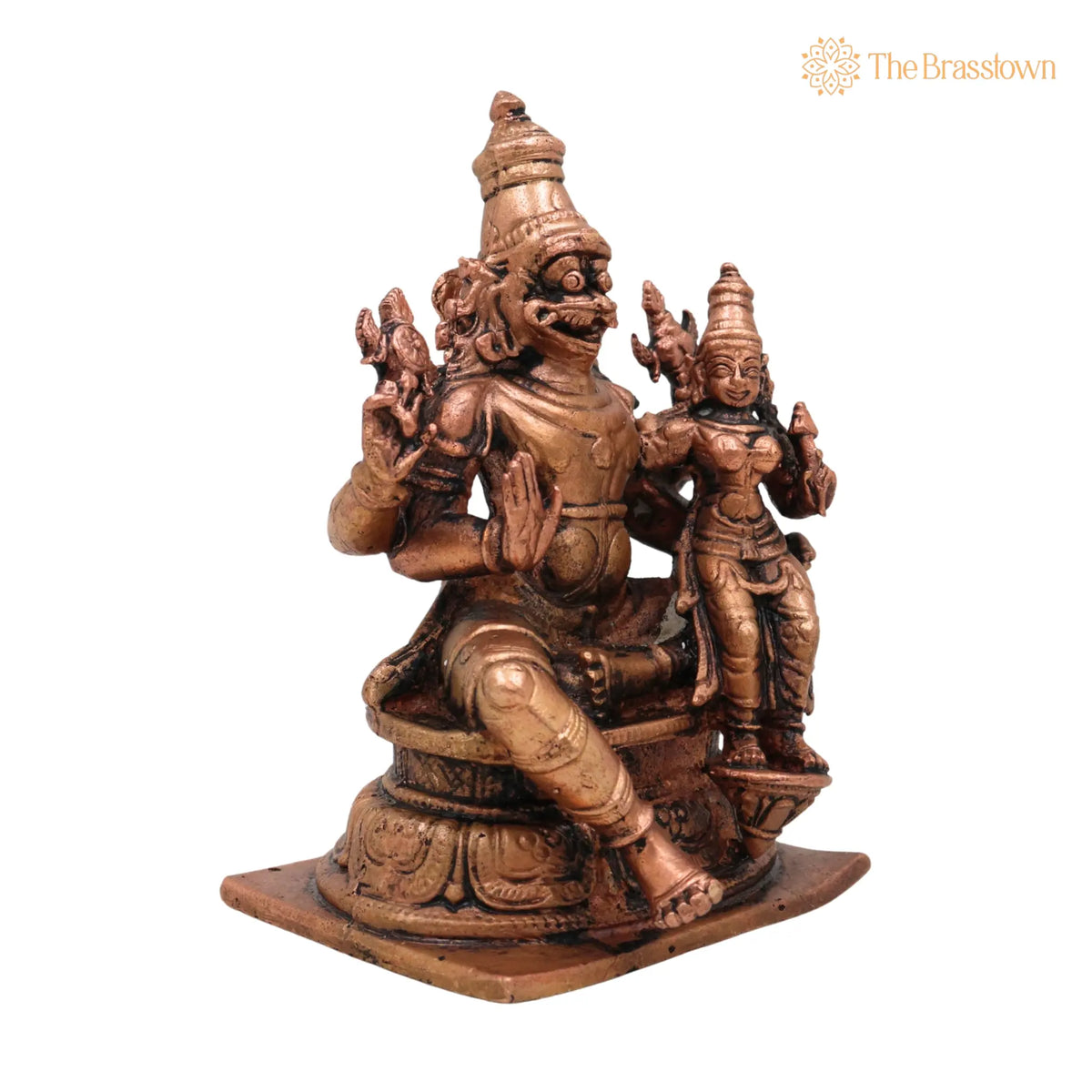 Pure Copper Lakshmi Narasimha Idol – Tamra Narasimha Lakshmi Murti, Handcrafted Mahalakshmi Narasimha Swamy Statue for Pooja 4 Inch 2